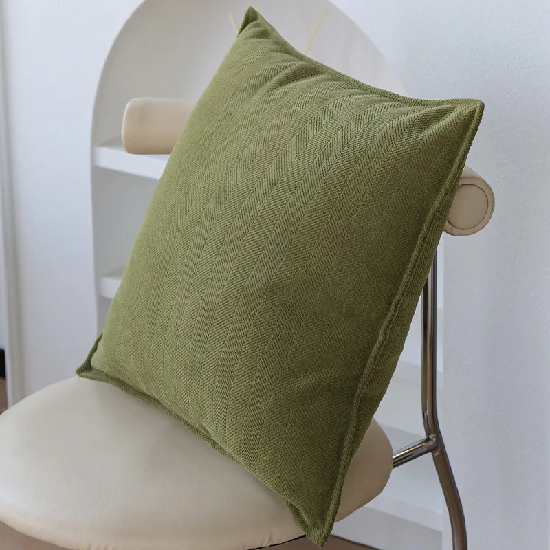 Elegant Green Jacquard Decorative Pillow Cover