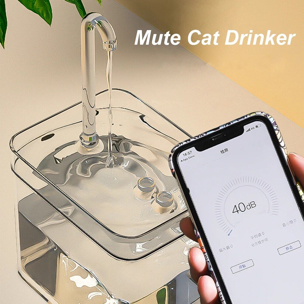 USB-Powered Transparent Pet Water Fountain with Auto Filter