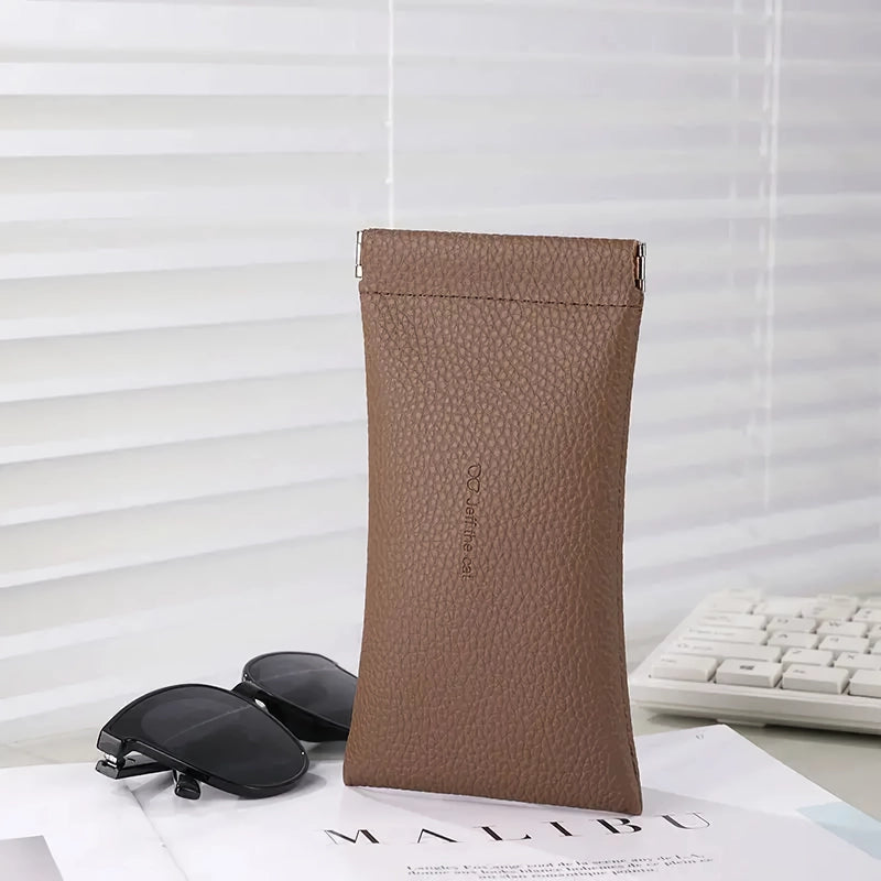 Elegant PU Leather Glasses Case with Automatic Closure