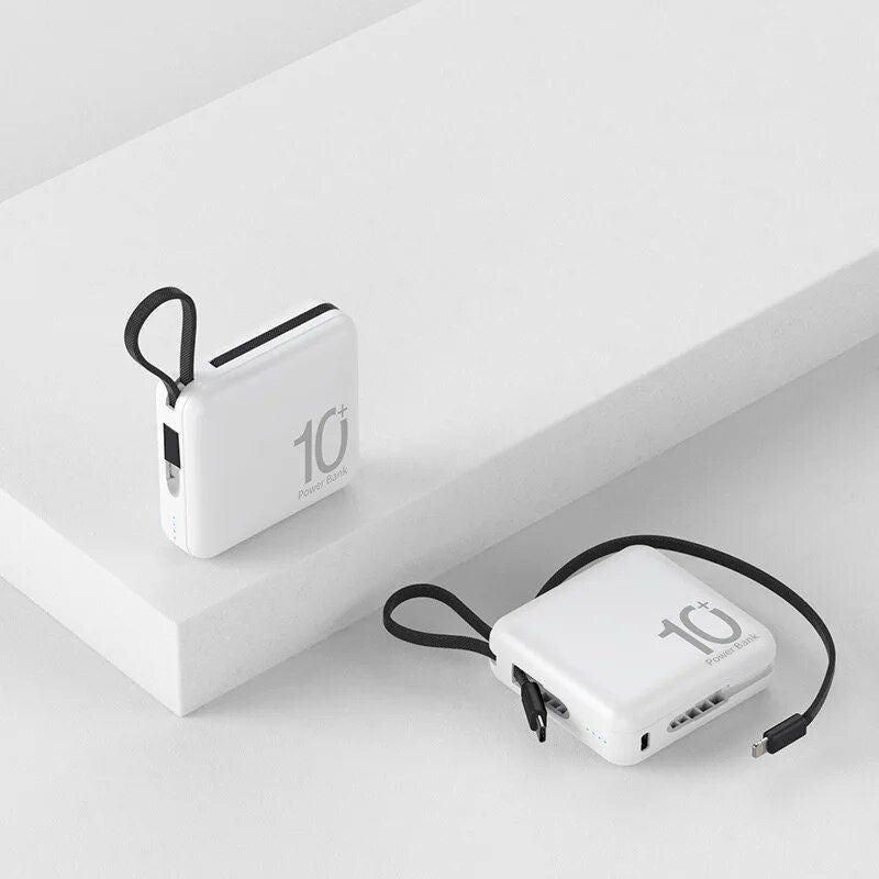 Ultra-Compact 10000mAh Dual-Cable Power Bank