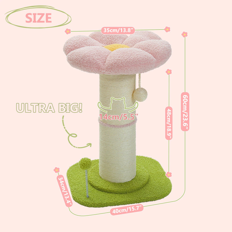 Small Cat Scratching Post with Sisal & Spring Ball Toy