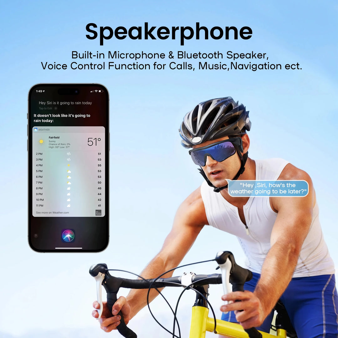 Smart Polarized Cycling Sunglasses with Built-in Mic, Bluetooth Speaker, UV400 Protection & Voice Control