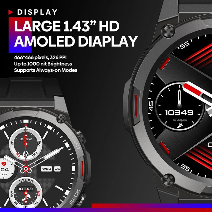 Rugged Hi-Fi Smartwatch with AMOLED Display and Enhanced Battery Life