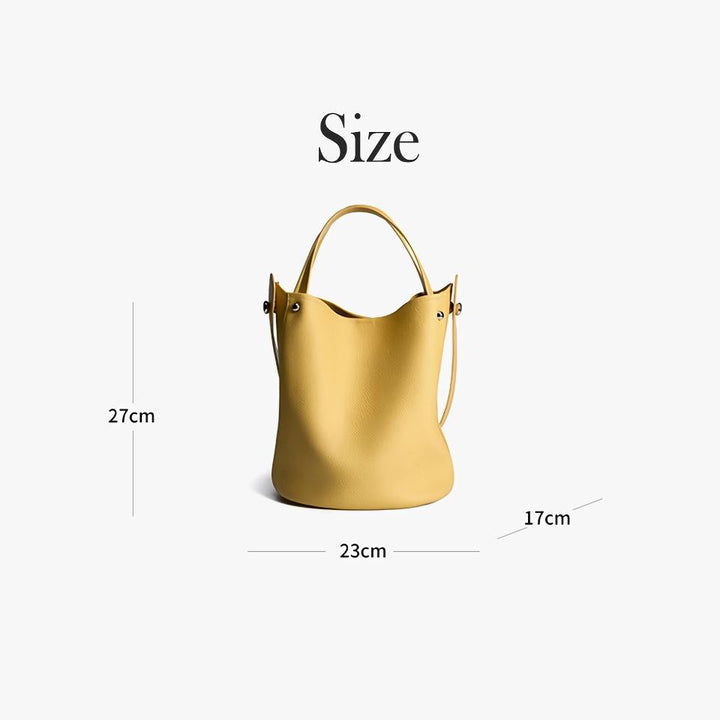 Luxurious Genuine Leather Bucket Shoulder Bag - Large Capacity, Versatile Fashion for Women