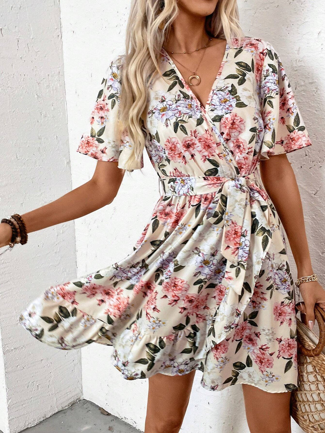 Elegant Floral Print Loose Women Dress