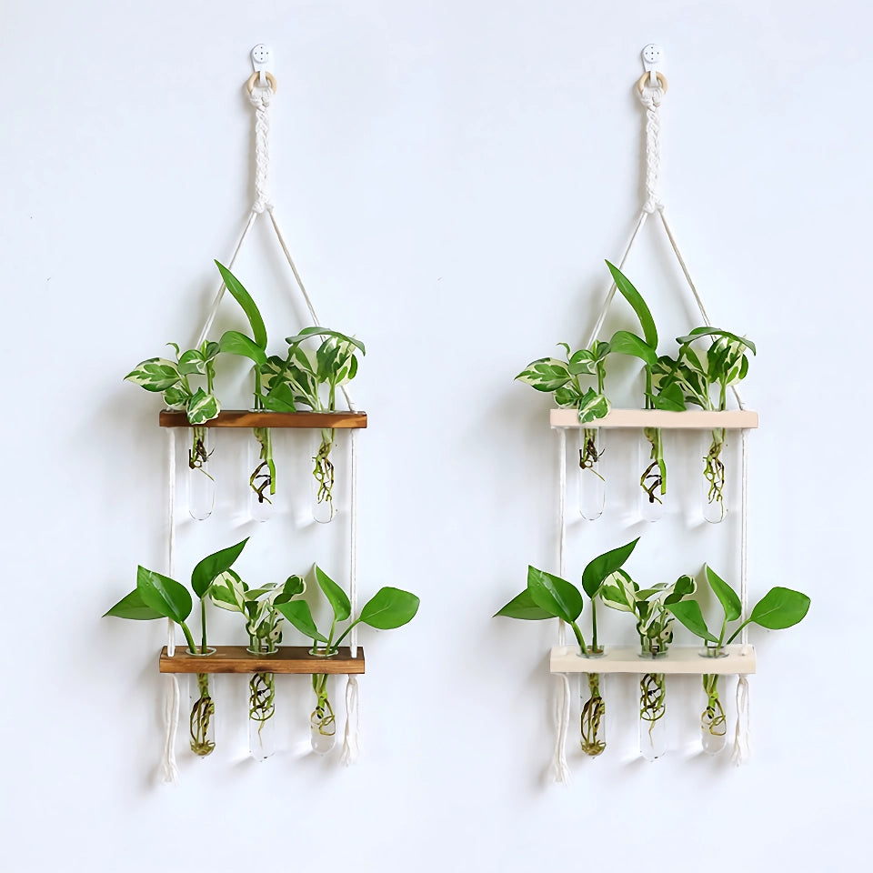 Elegant Wooden Hydroponic Wall Vase