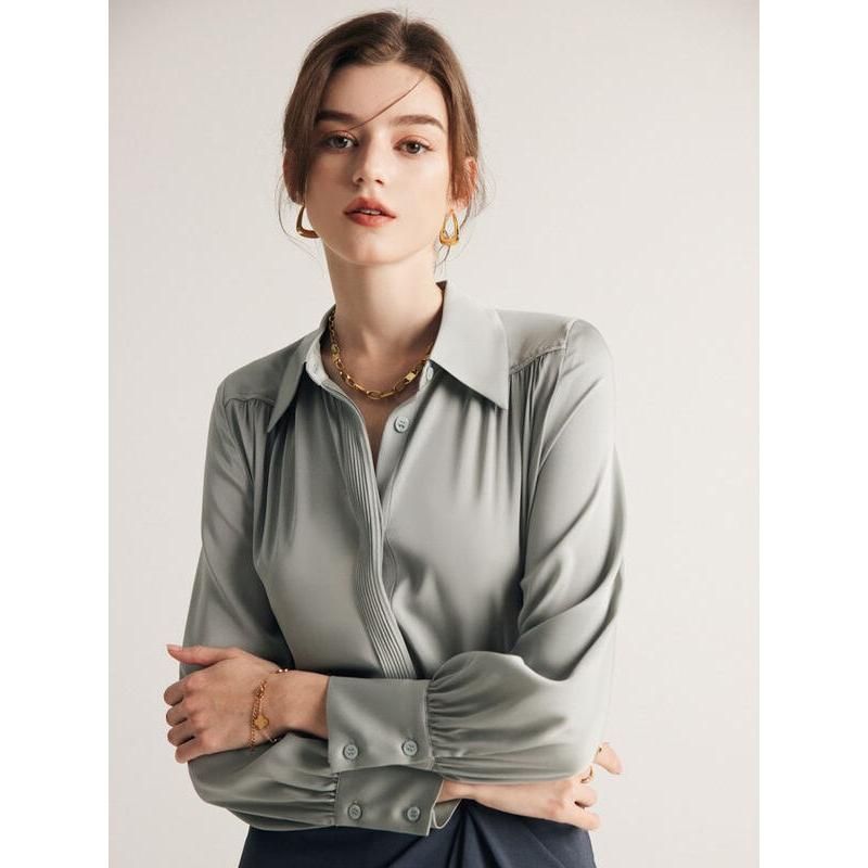 Elegant Long Sleeve Silk Blouse for Women