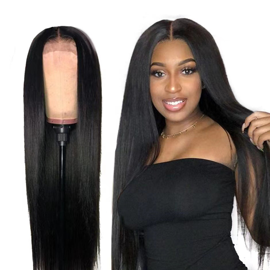 Wig Female Chemical Fiber Front Lace Middle Black