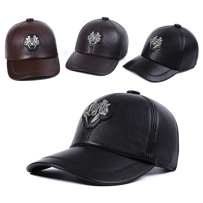 Genuine Leather Peaked Cap Men's And Women's Casual Goat Skin