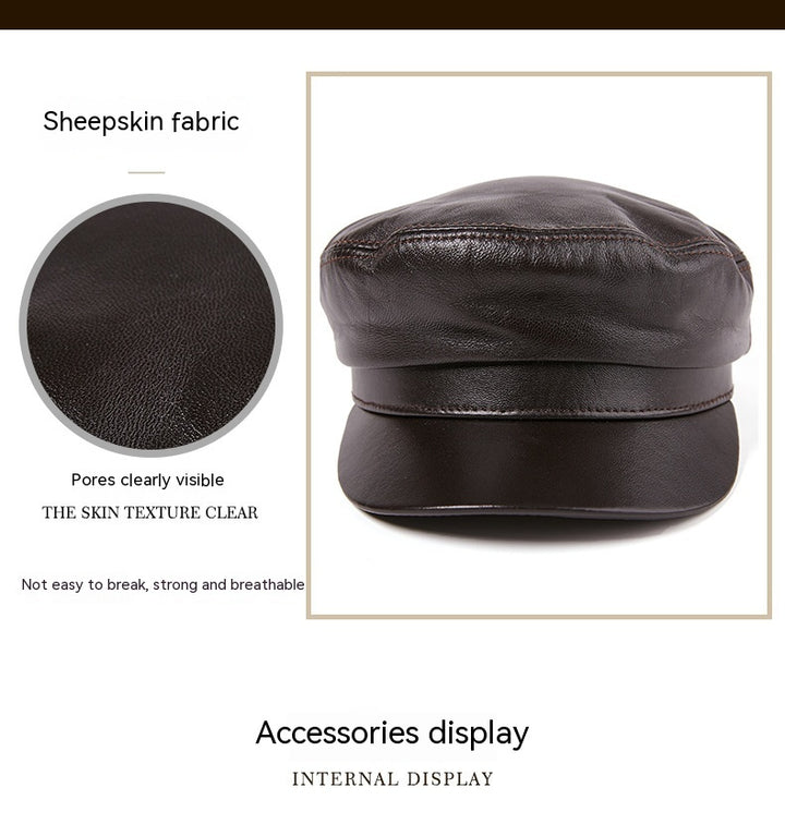 Autumn And Winter Sheepskin Flat-top Hat