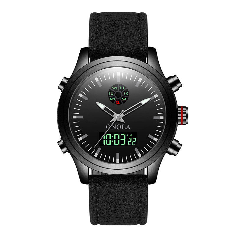 Waterproof luminous dual display electronic watch