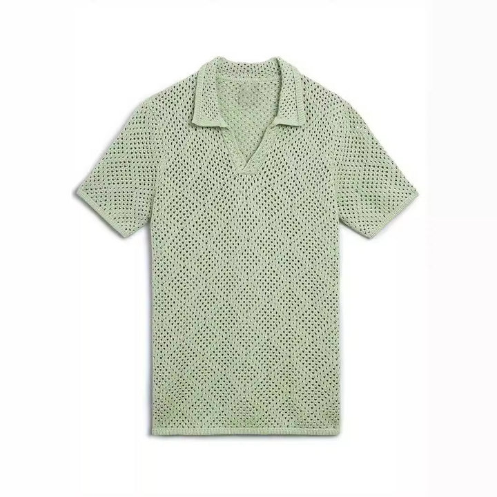 Men's Summer Knitted Short-sleeved Woolen Shirt