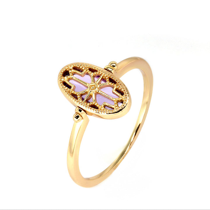 Design Sense Of Ancient Amethyst Hollow Pattern Ring