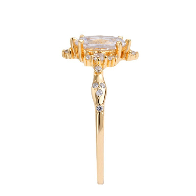 INS Wind Zircon Ring S925 Silver Plated 14K Gold