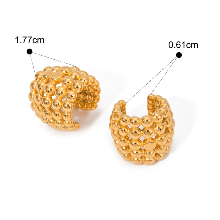 18K PVD Plated Honeycomb Shaped Ear Clips