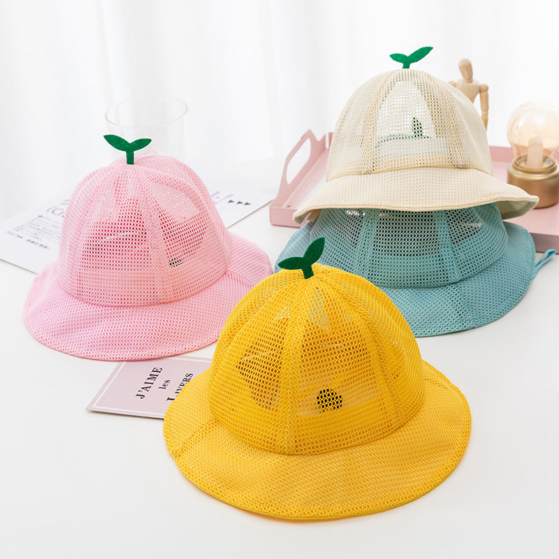 Korean Baby Summer Mesh Bucket Hat - Breathable Sprout Cap for Kids