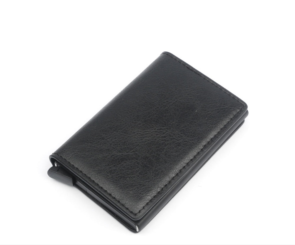 Automatic pop-up leather card holder