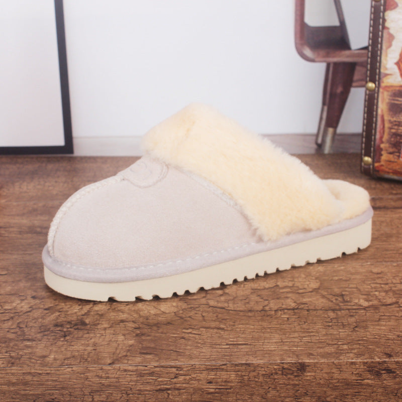 Men's And Women's Cowhide Toe Warm Slippers