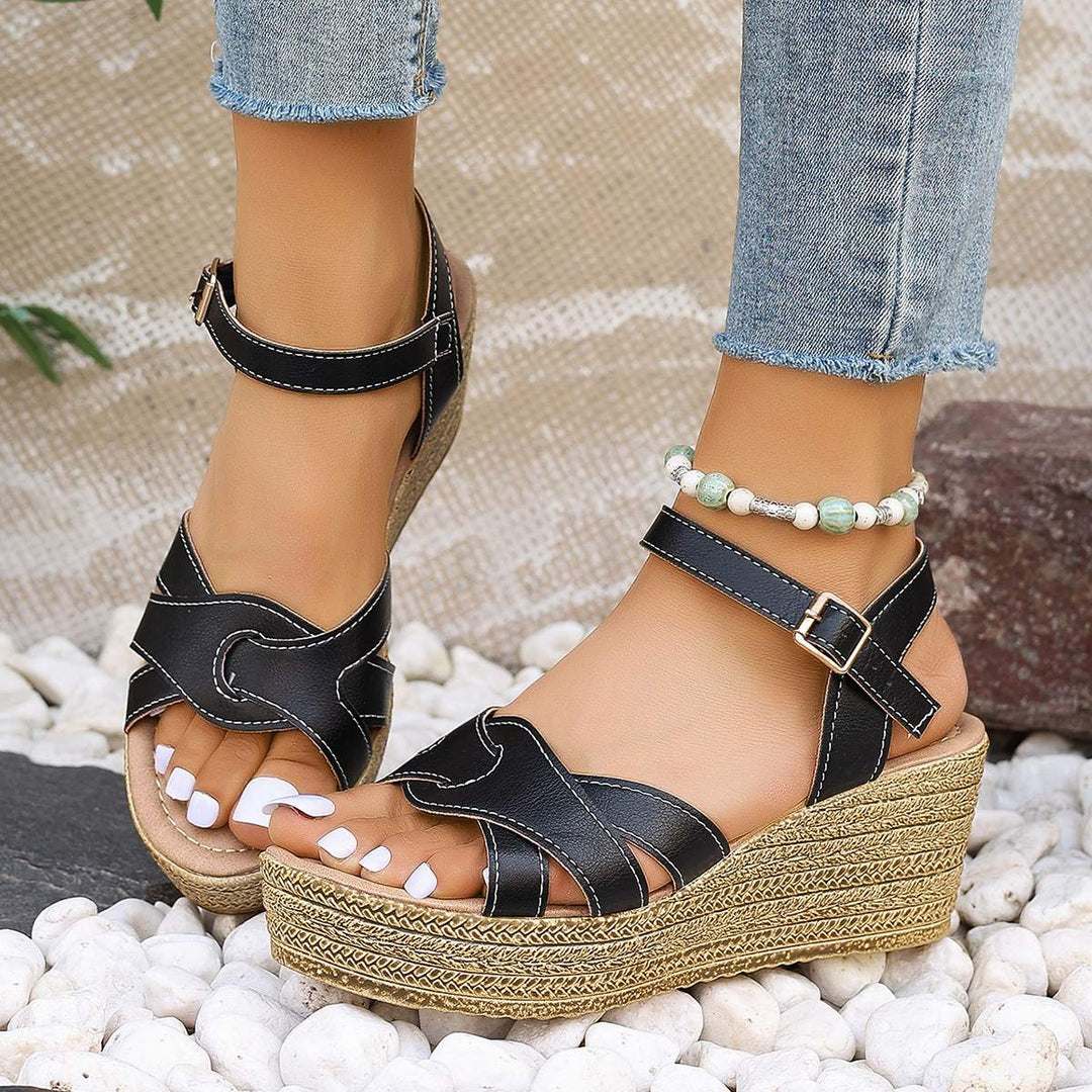 Women's Cross Strap Wedge Sandals