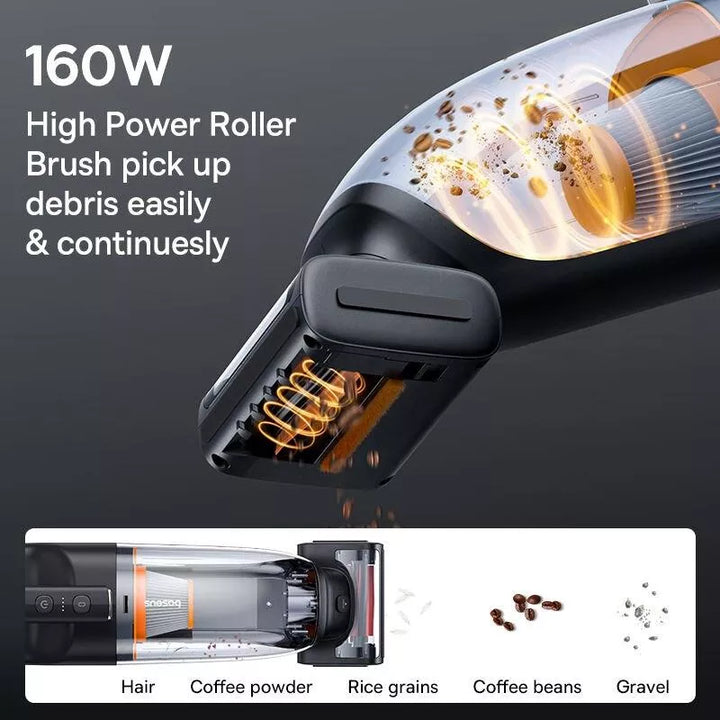 Wireless Car & Home Vacuum Cleaner with Motorized Roller Brush & LED Light