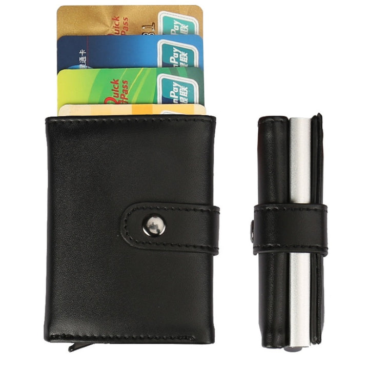 Antimagnetic card wallet aluminum anti-theft brush holder multi-card aluminum alloy card box coin purse leather wallet