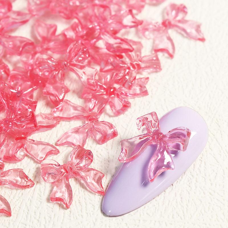 Candy Pink Bow Nail Charms