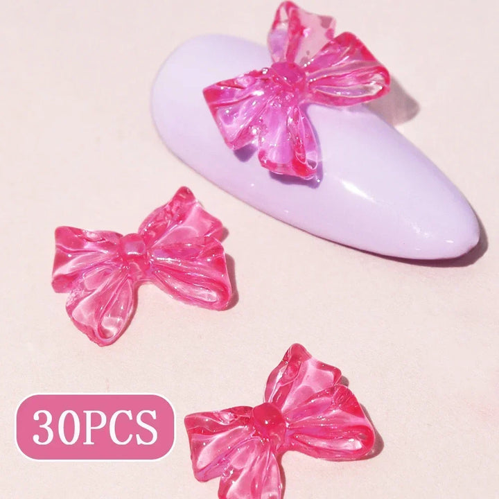 Candy Pink Bow Nail Charms