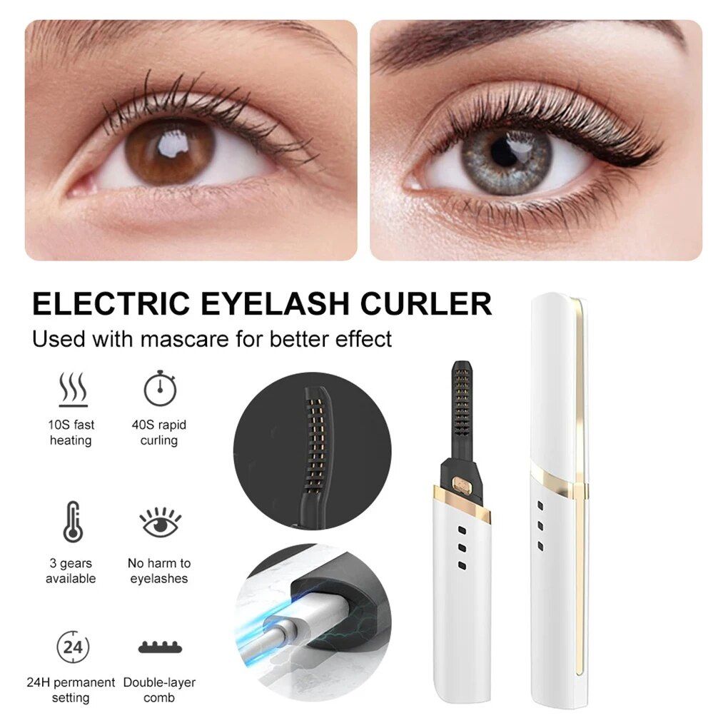 3-Gear Adjustable Heated Eyelash Curler: Portable & Anti-Scald