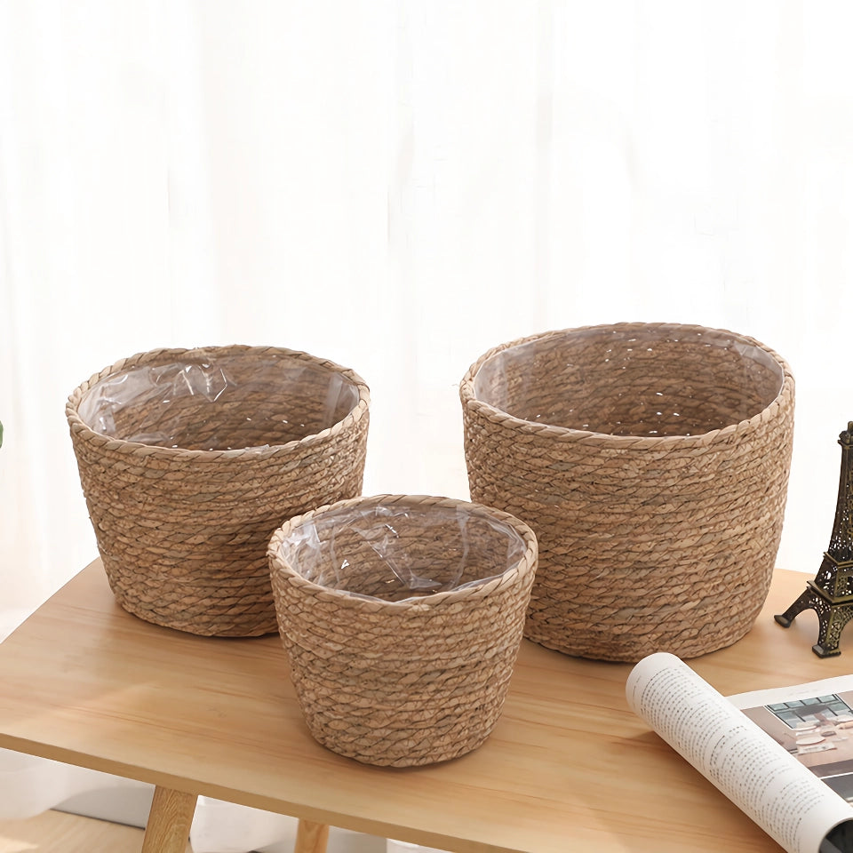 Straw Woven Plant Basket Set