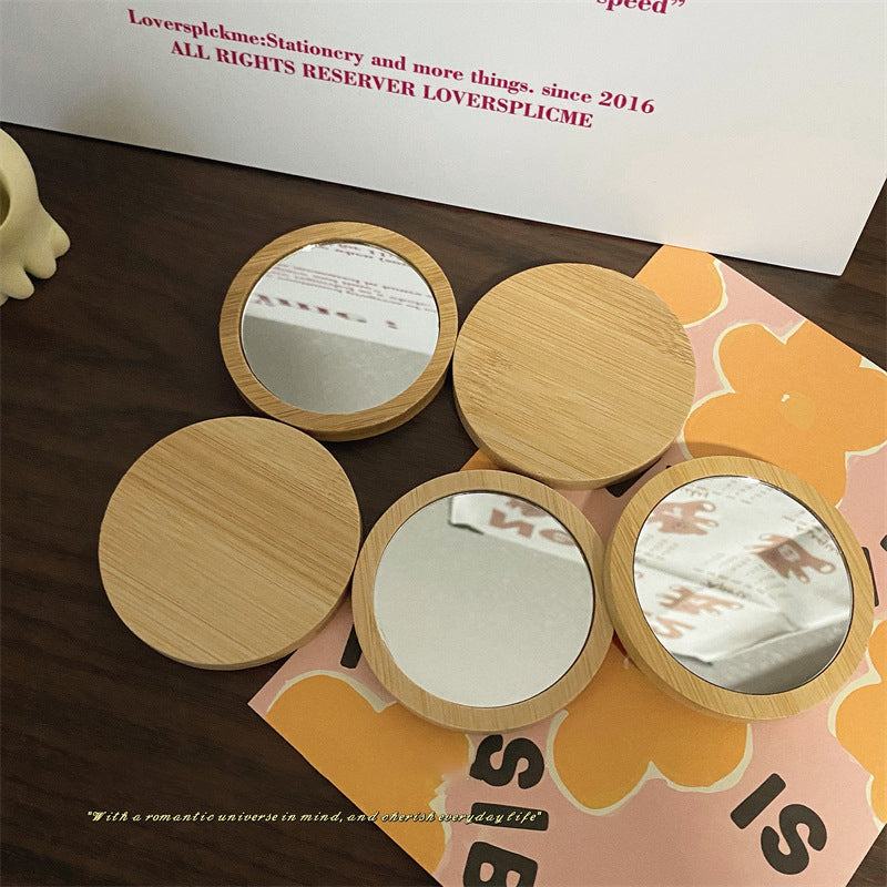 Pure Wooden Portable Mini Makeup Mirror