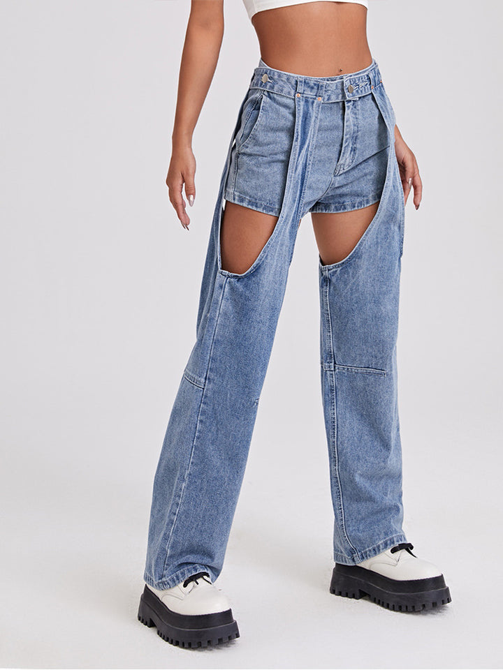 Street Jeans Women's Straight Ripped Trousers