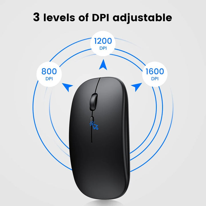 Wireless & Bluetooth Dual Mode Silent Mouse with Adjustable DPI & Rechargeable Battery