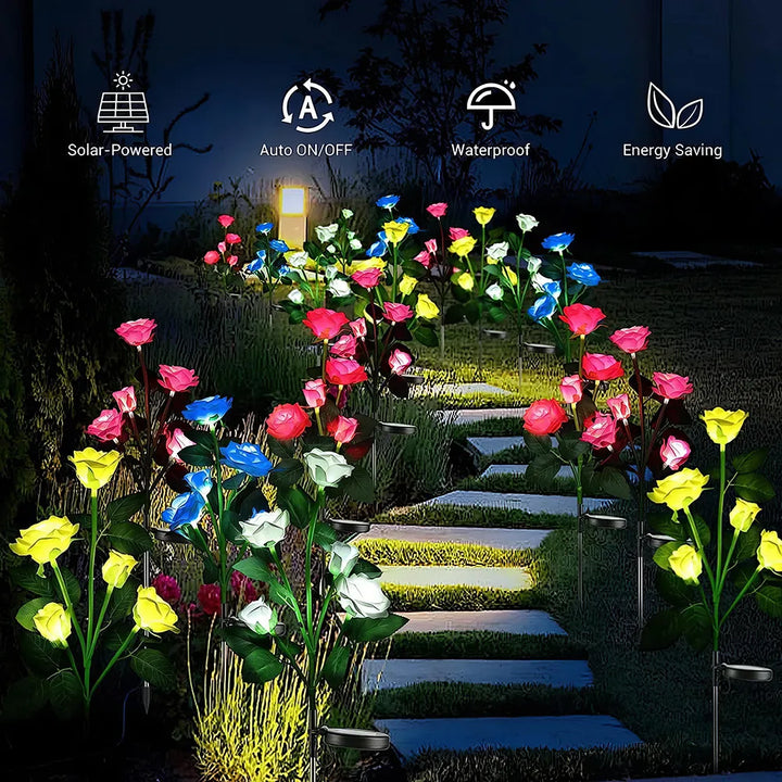 Solar LED Simulated Rose Lights