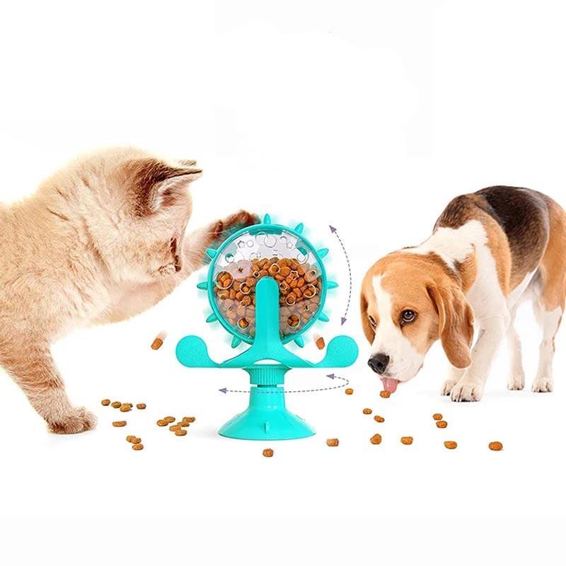 Interactive Windmill Turntable Puzzle Toy for Small Dogs and Cats - Multi-Functional Slow Feeder