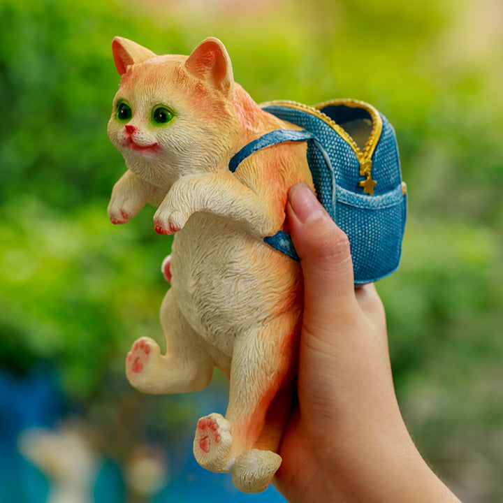 Cat Backpack Garden Statue