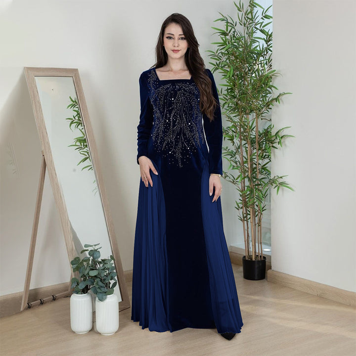 Women's Chiffon Stitching Rhinestone Evening Dress