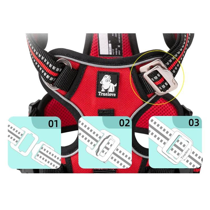 Adjustable No-Pull Dog Harness with Reflective Nylon and Safety Features