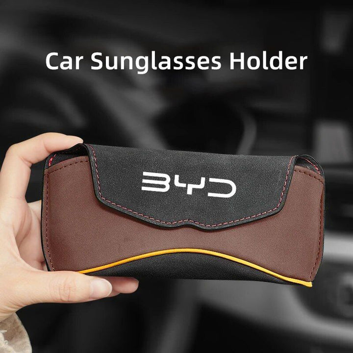 Luxurious Suede Leather Car Visor Glasses Holder