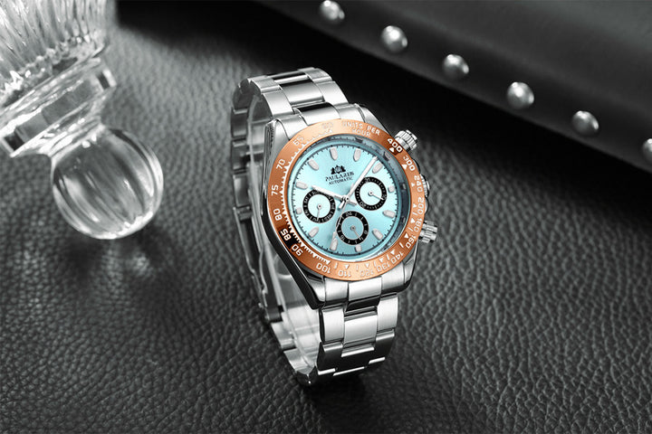 PAULAREIS Automatic Mechanical Multi-Function Strong Luminous Ice Blue Steel Belt Men's Watch