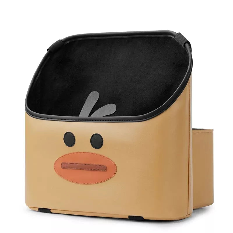 Cute Cartoon Leather Car Seat Organizer with Multi-Function Storage