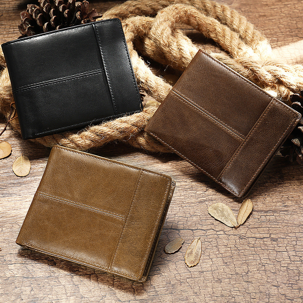 men's wallet genuine leather purse credit catrd holder short wallet