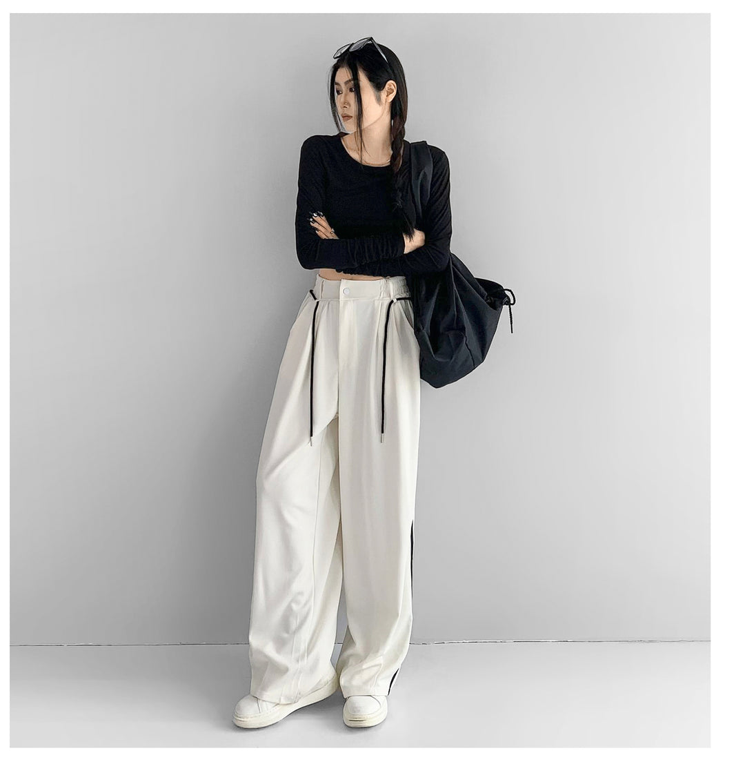 Loose Apricot Wide Leg Pants For Women With High Waist