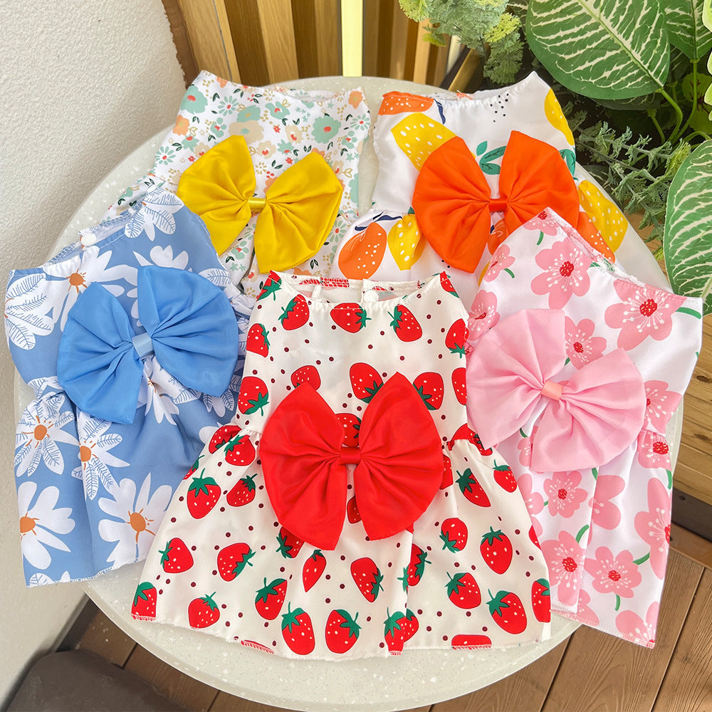 Spring Summer Bowknot Dog Dress