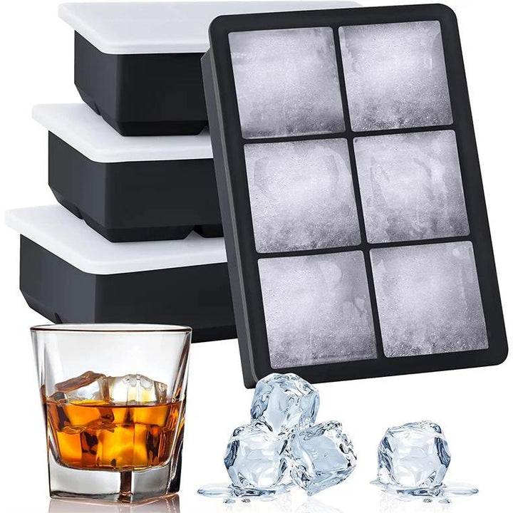 6 Grid Large Ice Cube Maker for Whiskey Cocktails and Drinks