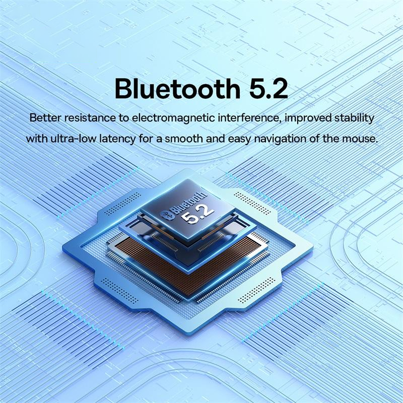 Wireless Bluetooth 5.2 Mouse 4000DPI - Ergonomic Design with 6 Quiet Buttons for Multi-Device Compatibility