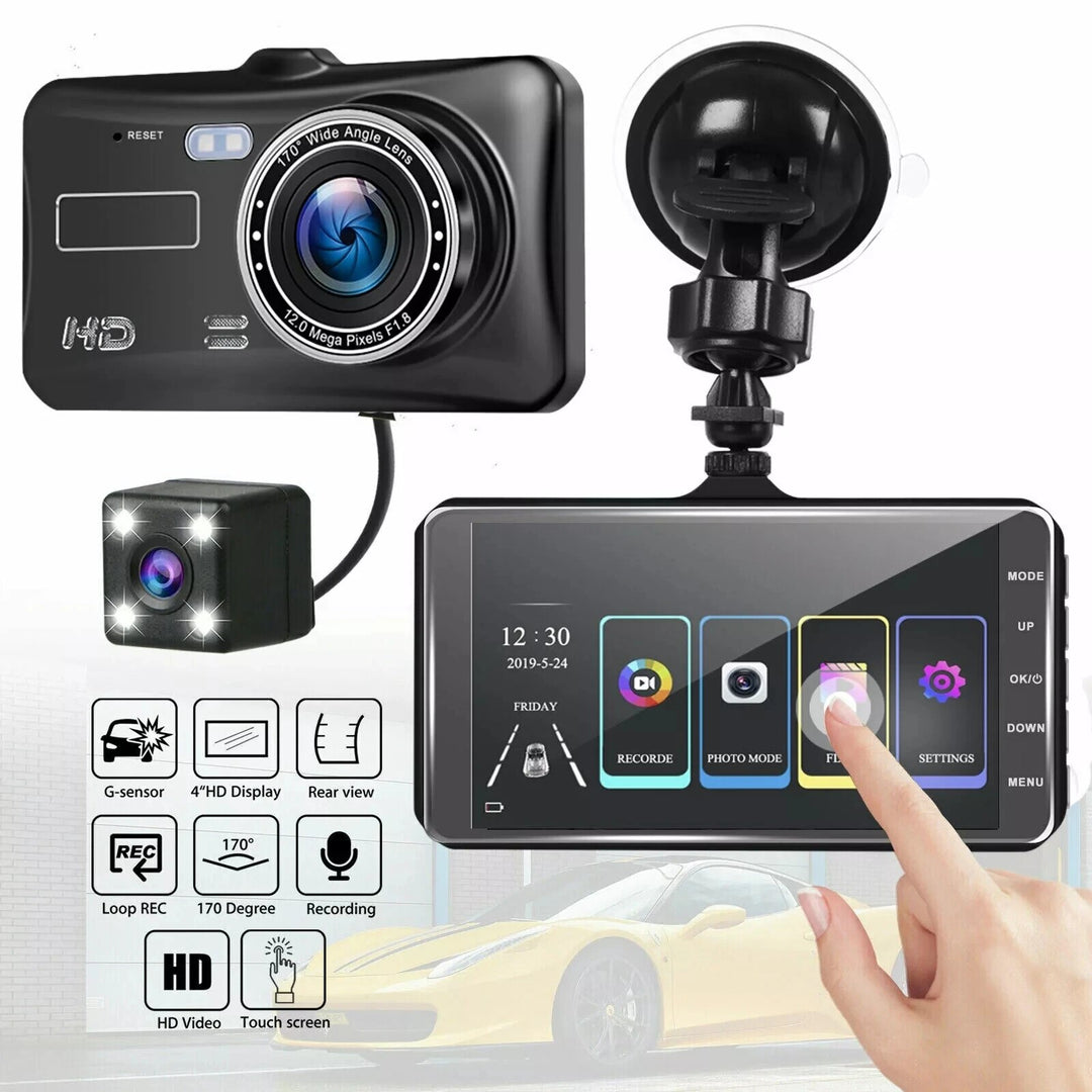 1080P Full HD Dual Dash Cam with Night Vision and 170° Wide-Angle Lens