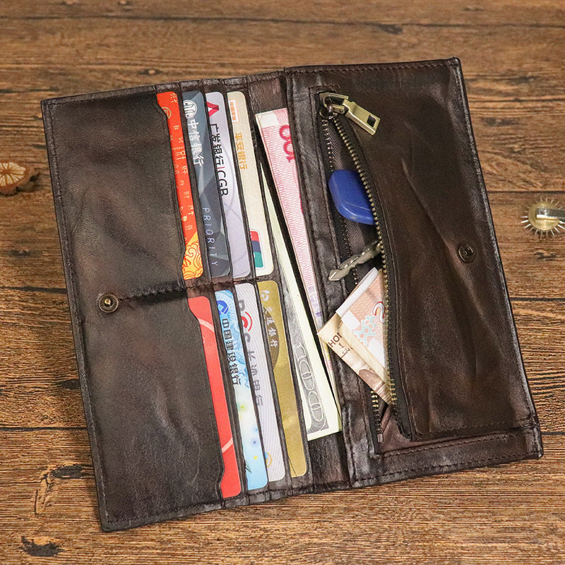 Handmade Old Pleated Long Wallet Men