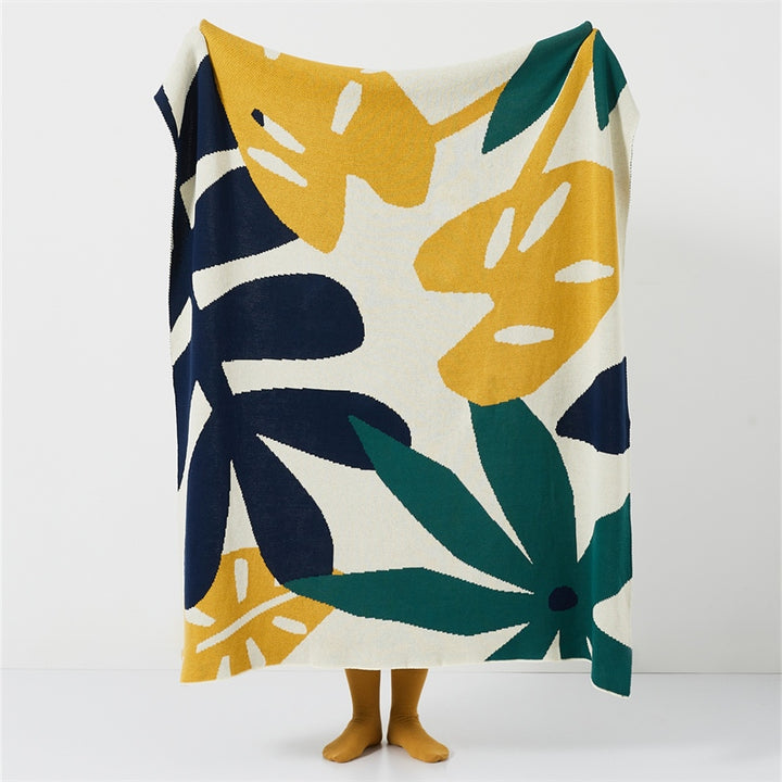 Leaf Jacquard Knitted Blanket