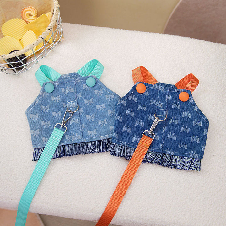 Breathable Cotton Denim Dog Harness and Leash Set