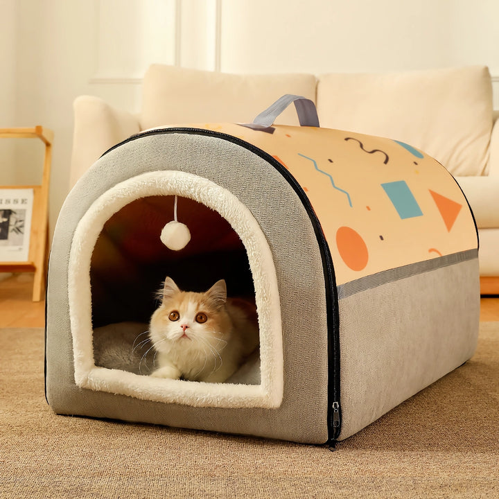 Breathable Warm Plush Pet Bed House – Soft, Washable Cushion for Cats & Small Dogs